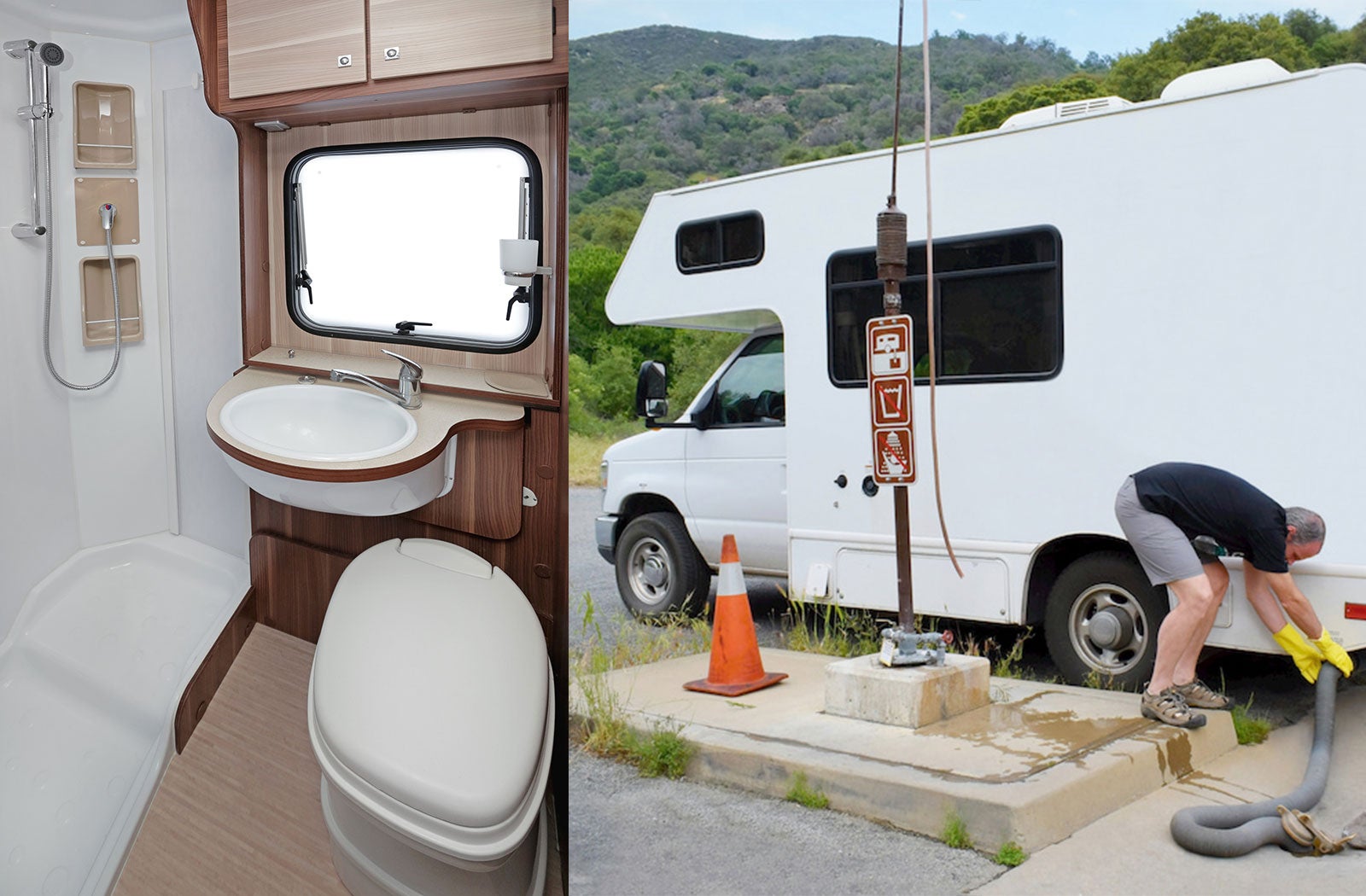 Portable RV/camper toilet and holding tank setup in Frederick, Maryland