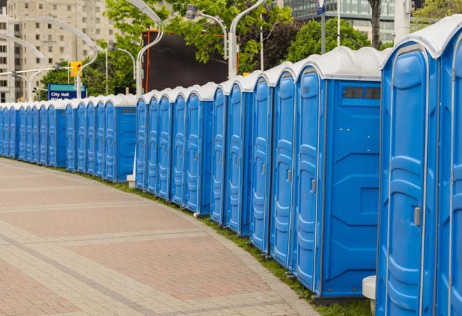 Seasonal porta potty units set up at a Frederick, Maryland venue